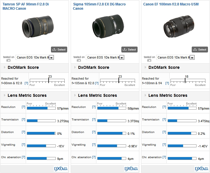 Tamron SP AF 90mm F/2.8 Di MACRO Canon vs Sigma 105mm F/2.8 EX DG Macro Canon vs Canon EF 100mm F/2.8 Macro USM on a Canon EOS 1Ds Mark III