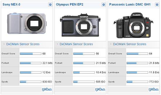 NEX-3 and NEX-5  compared with the A450